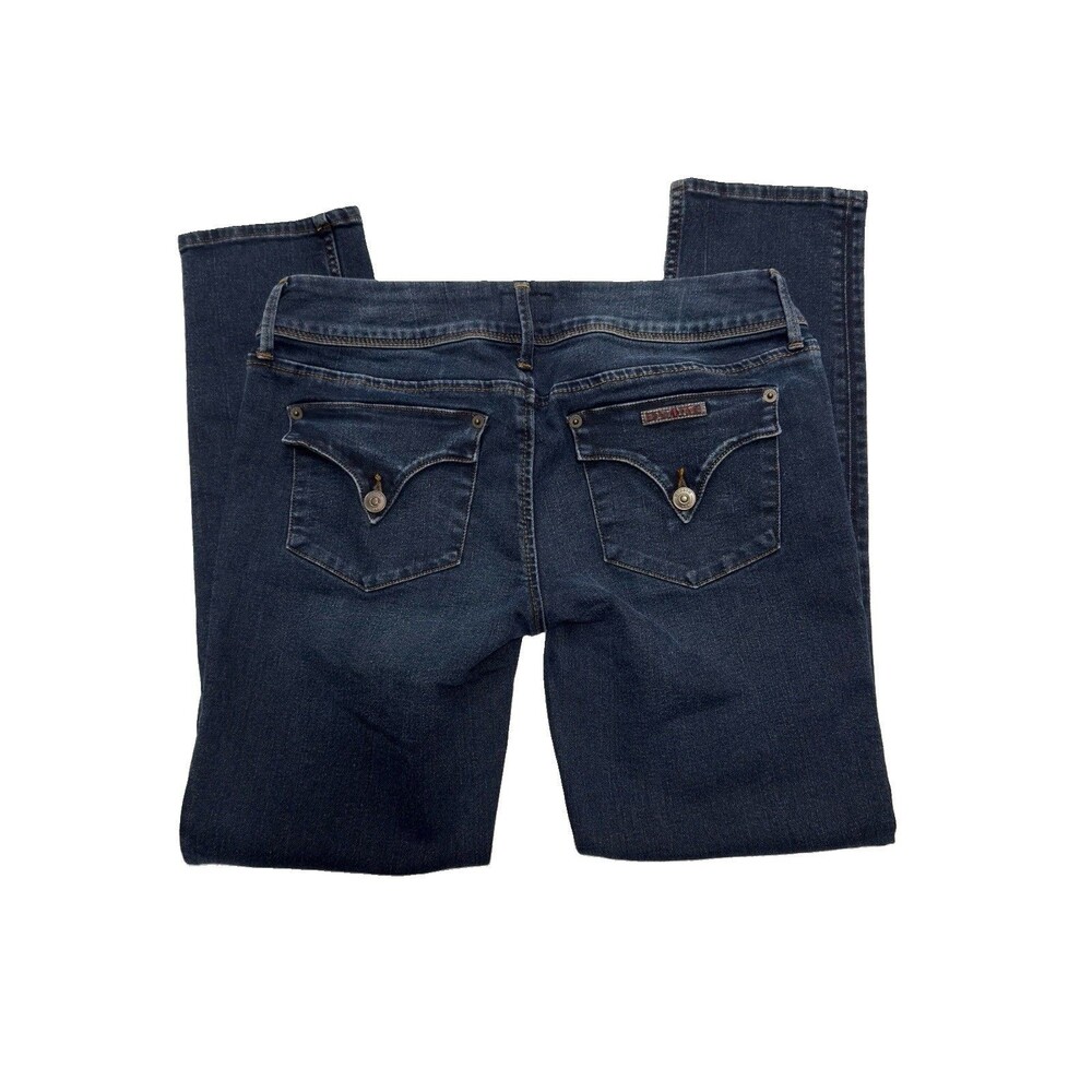 Hudson Jeans Collin Mid-Rise Flap Pocket Skinny Jeans Size 28 Dark Wash